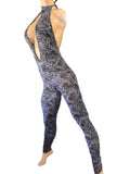 Exotic Gray Snake Prints Romper