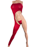 Red one leg Romper with thong