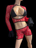 Exotic Red Net 4 Piece set