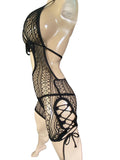 Exotic Dancer Black Net Romper with with Thong