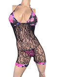 Black Net Romper with thong