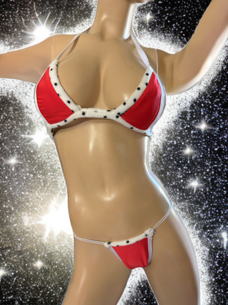 Exotic Dancer Red with Fur Bikini