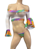 Exotic Dancer White Net top and thong