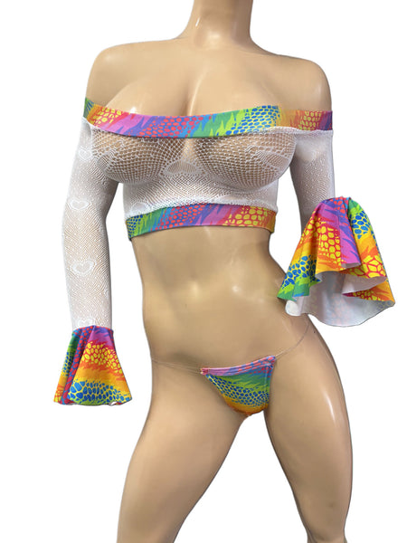 Exotic Dancer White Net top and thong