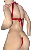 Exotic Dancer Red Net halter top and Thong