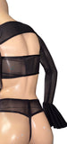Black Mesh tube top high waist thong and Arms cover