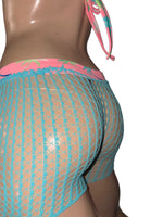 Baby Blue Net Short top and Thong