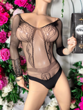 Exotic Black Net Bodysuit