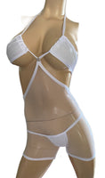 Exotic Dancer Romper White with thong