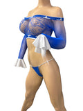 Exotic Dancer Blue and White top with thong