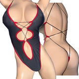Exotic Dancer Black & Red Cutout Bodysuit – Handmade in USA