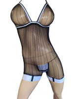 Exotic Black Net Rumper with thong