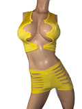 Exotic Dancer yellow Short set .