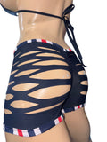 Exotic Dark blue Short Top and Thong