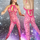 Pretty Pink Mesh Romper with thong