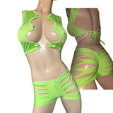 Exotic Neon Green Short set