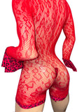 Exotic Red Net Romper with bikini