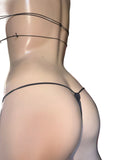 Blue & Black Exotic Dance Cross-Cut Top with Matching Thong Set