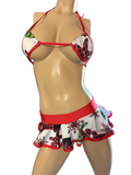 Exotic Dancer Flair Prints skirt top and thong