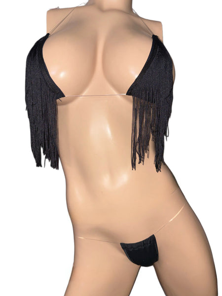 Black fringe bikini